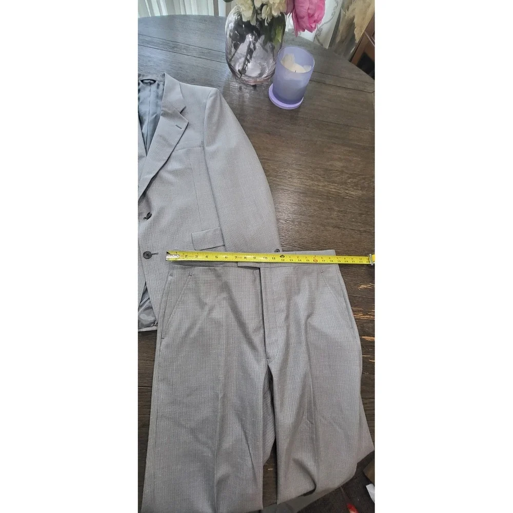 Christian Dior Monsieur Gray Wool 2Pc 40L Suit Blazer Pants Vintage USA Tailored